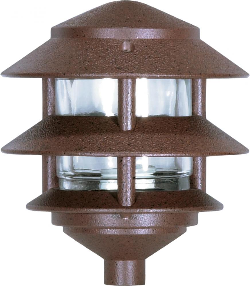 1 Light - 8&#34; Pathway Light - Two Louver - Small Hood - Old Bronze Finish