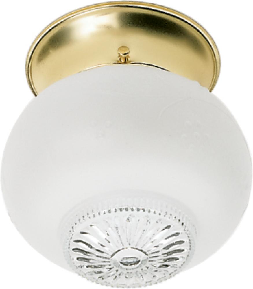 1 Light - 6&#34; Flush Clear Bottom Glass - Polished Brass Finish