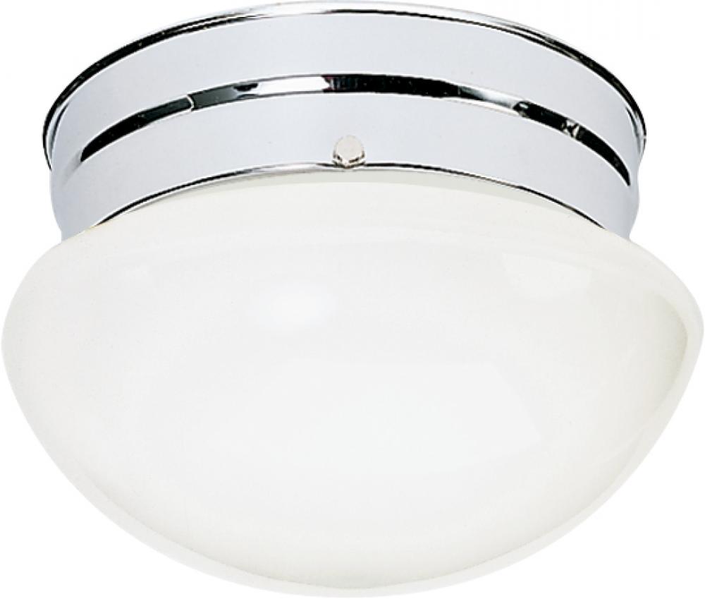 1 Light - 8&#34; Flush with White Glass - Polished Chrome Finish