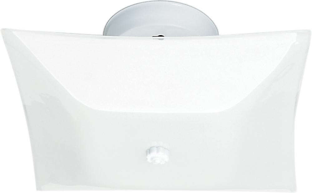 2 Light - 12&#34; Flush with White Square Glass - White Finish