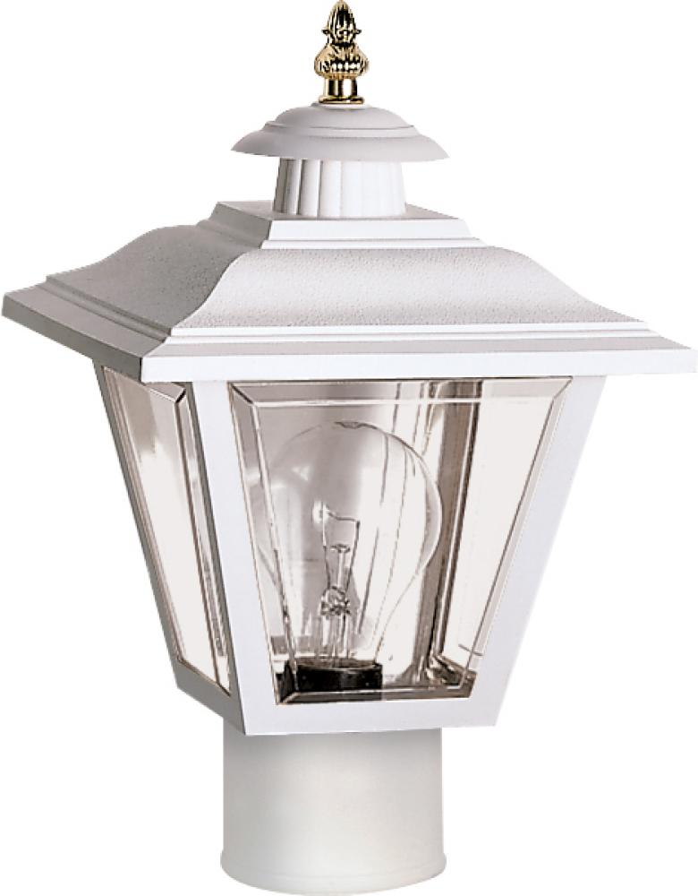 1 Light - 13&#39;&#39; Coach Post Top Lantern with Finial; Beveled Acrylic Panels; White Finish