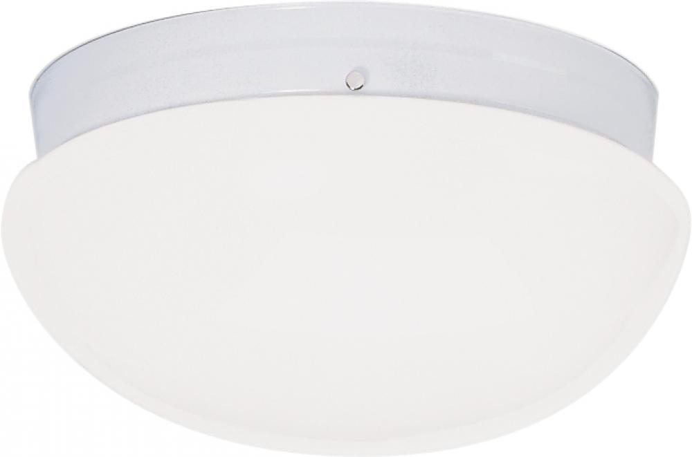 2 Light - 12&#34; Flush with White Glass - White Finish