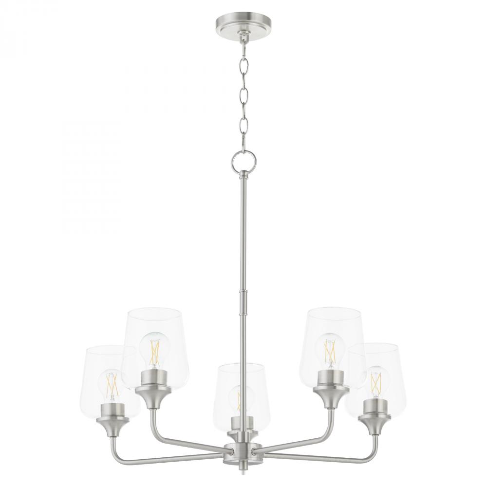 Raymond 5 Light Chandelier, Satin Nickel