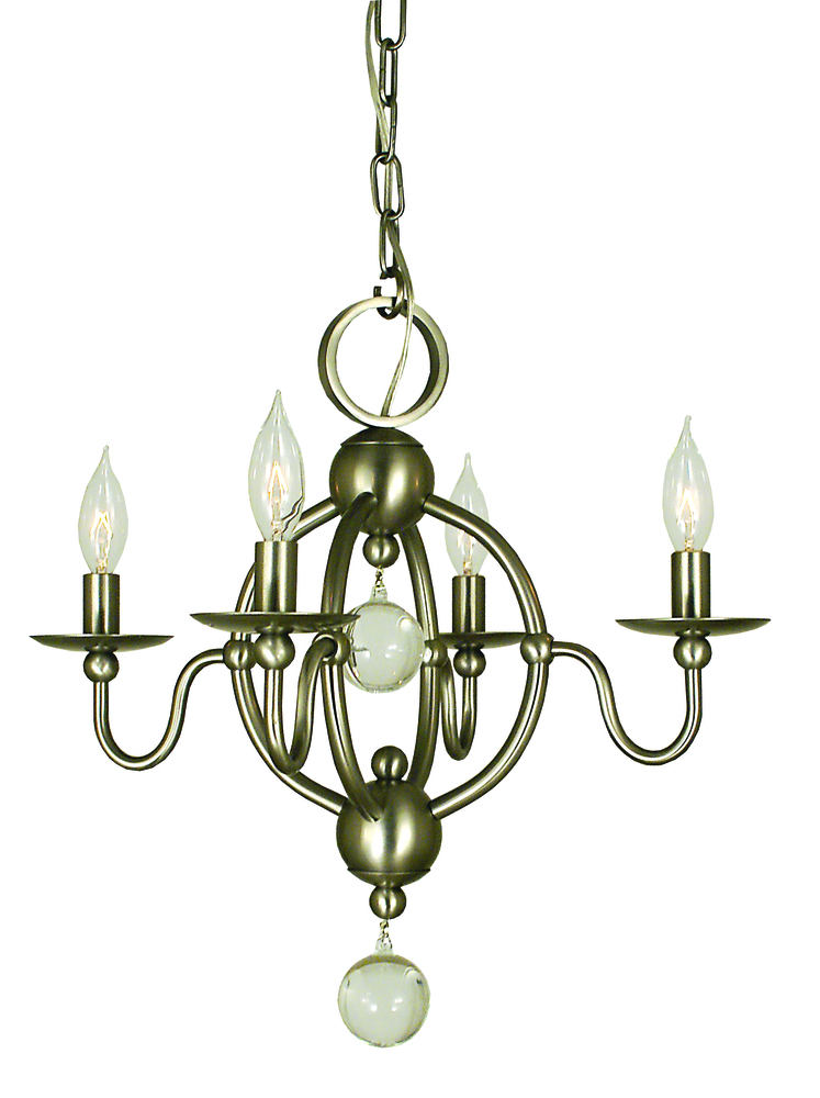 4-Light Brushed Nickel Quatrefoil Mini Chandelier