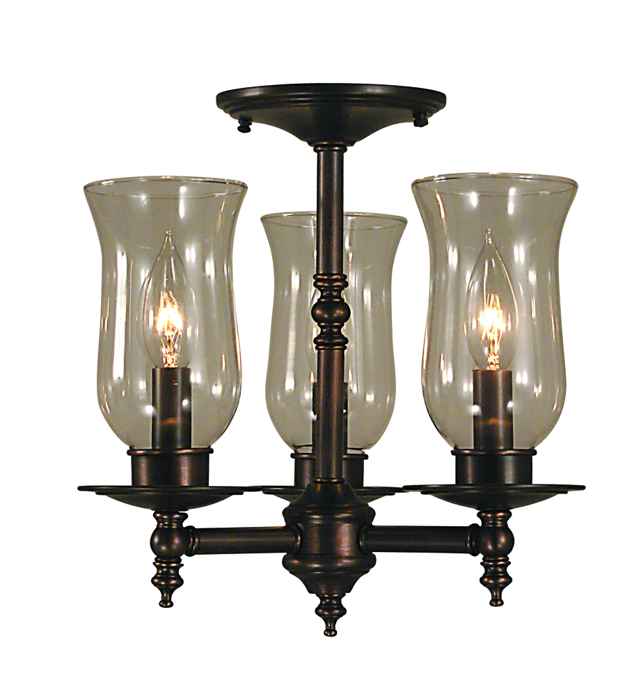 3-Light Mahogany Bronze Sheraton Flush / Semi-Flush Mount