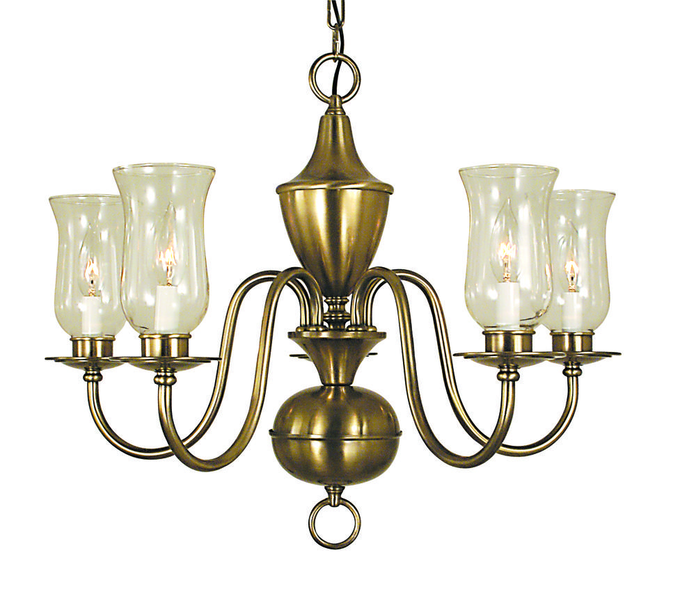 5-Light Polished Brass Jamestown Dining Chandelier