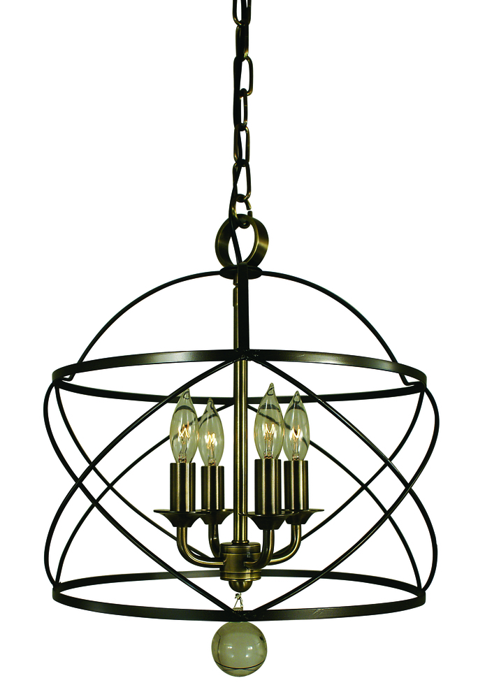 4-Light Mahogany Bronze/Polished Nickel Nantucket Chandelier