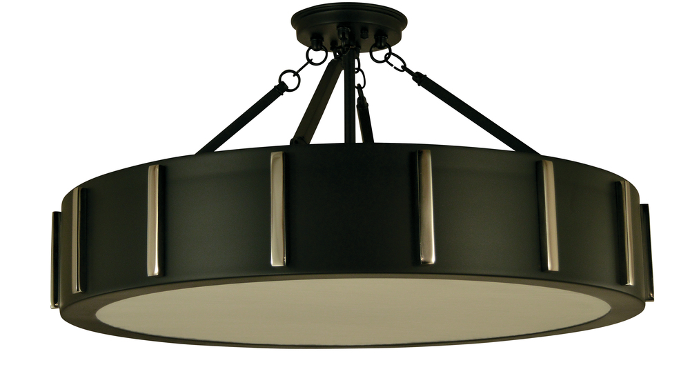 4-Light 23&#34; Mahogany Bronze/Antique Brass Pantheon Flush Mount