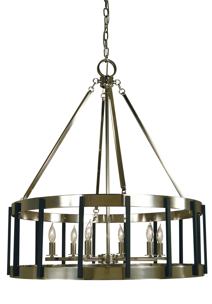 6-Light Satin Pewter/Polished Nickel Pantheon Pendant