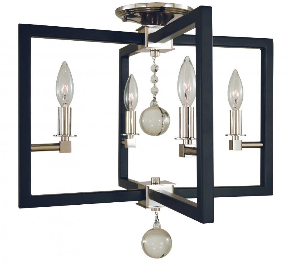 4-Light Polished Nickel/Matte Black Minimalist Elegant Flush / Semi-Flush Mount