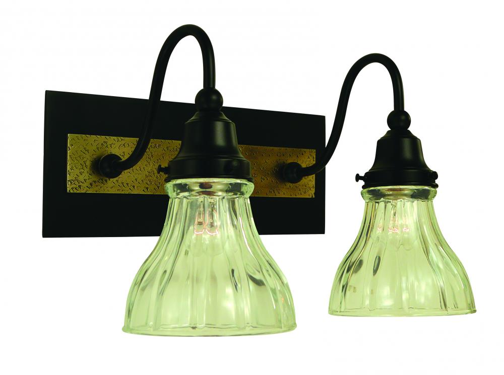 2-Light Matte Black/Antique Brass Accent Sconce