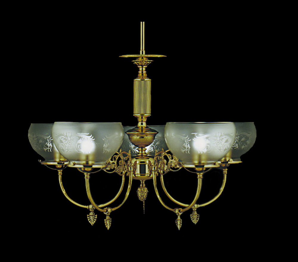 5-Light Polished Brass Chancery Dining Chandelier