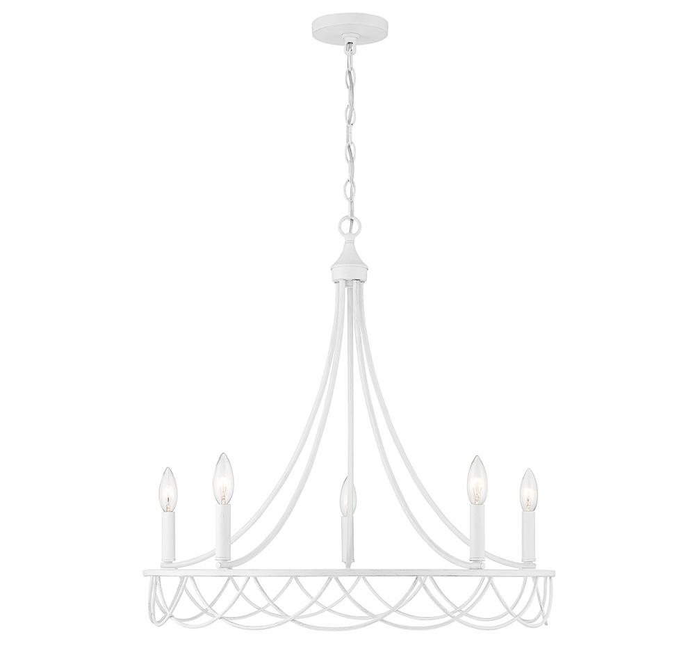 5-Light Chandelier in Distressed White