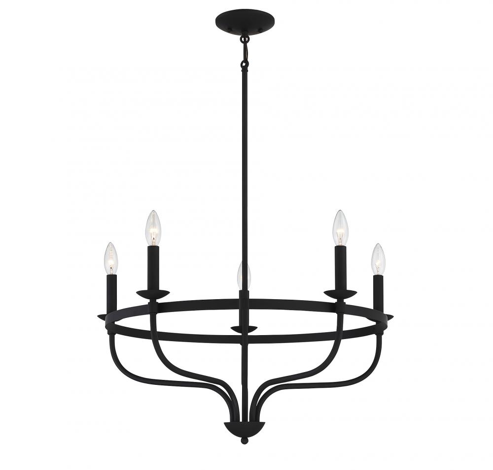 5-Light Chandelier in Matte Black