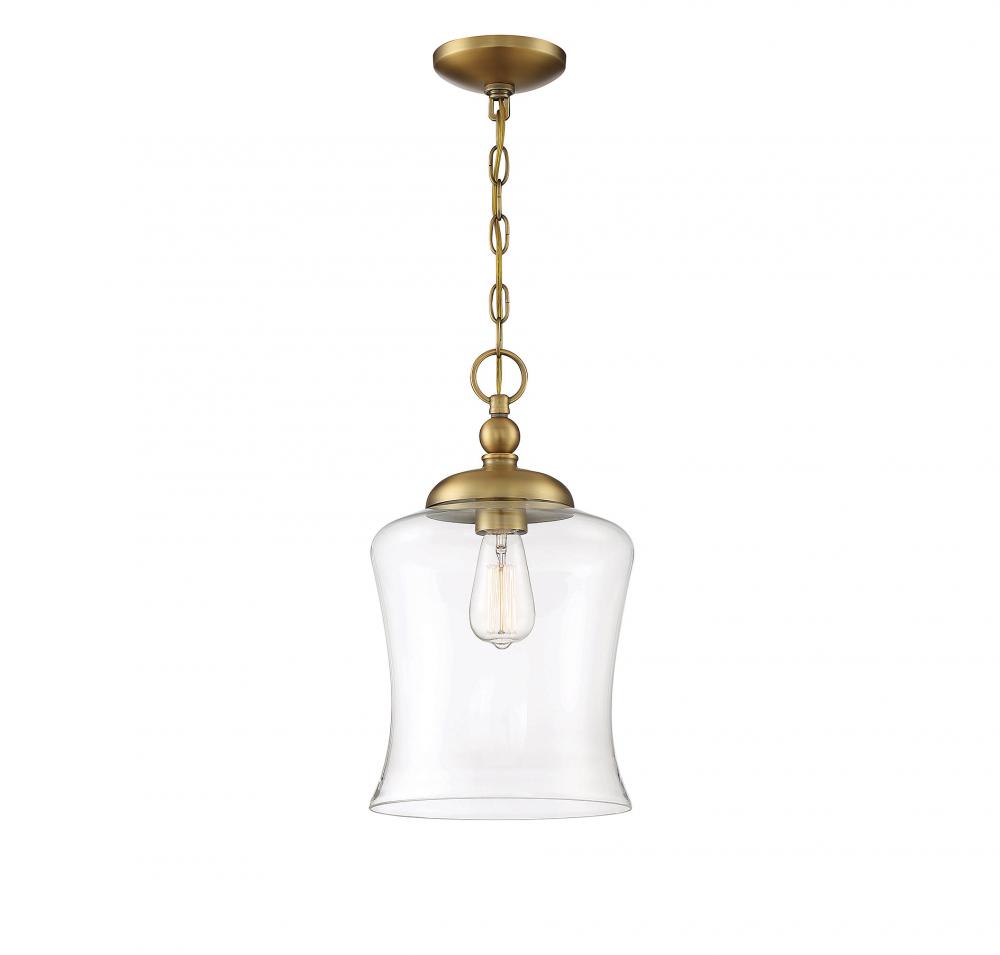 1-Light Pendant in Natural Brass