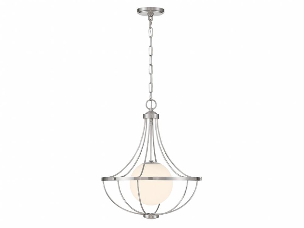 1-Light Pendant in Brushed Nickel