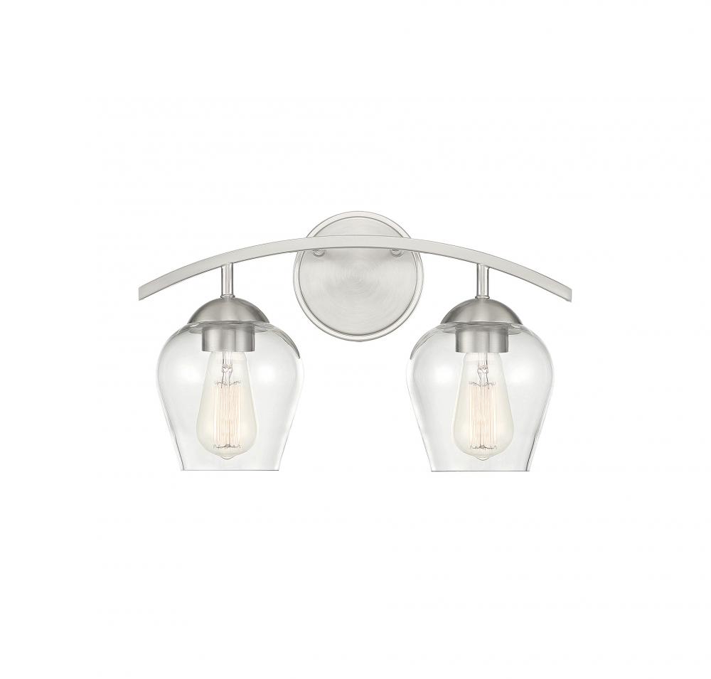 2-Light Bathroom Vanity Light in Brushed Nickel