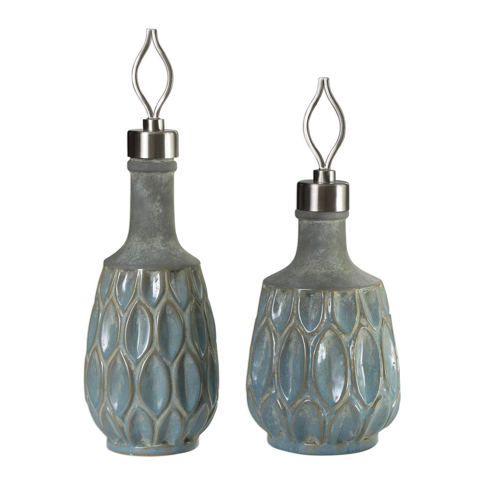 Uttermost Arpana Blue And Gray Bottles S/2