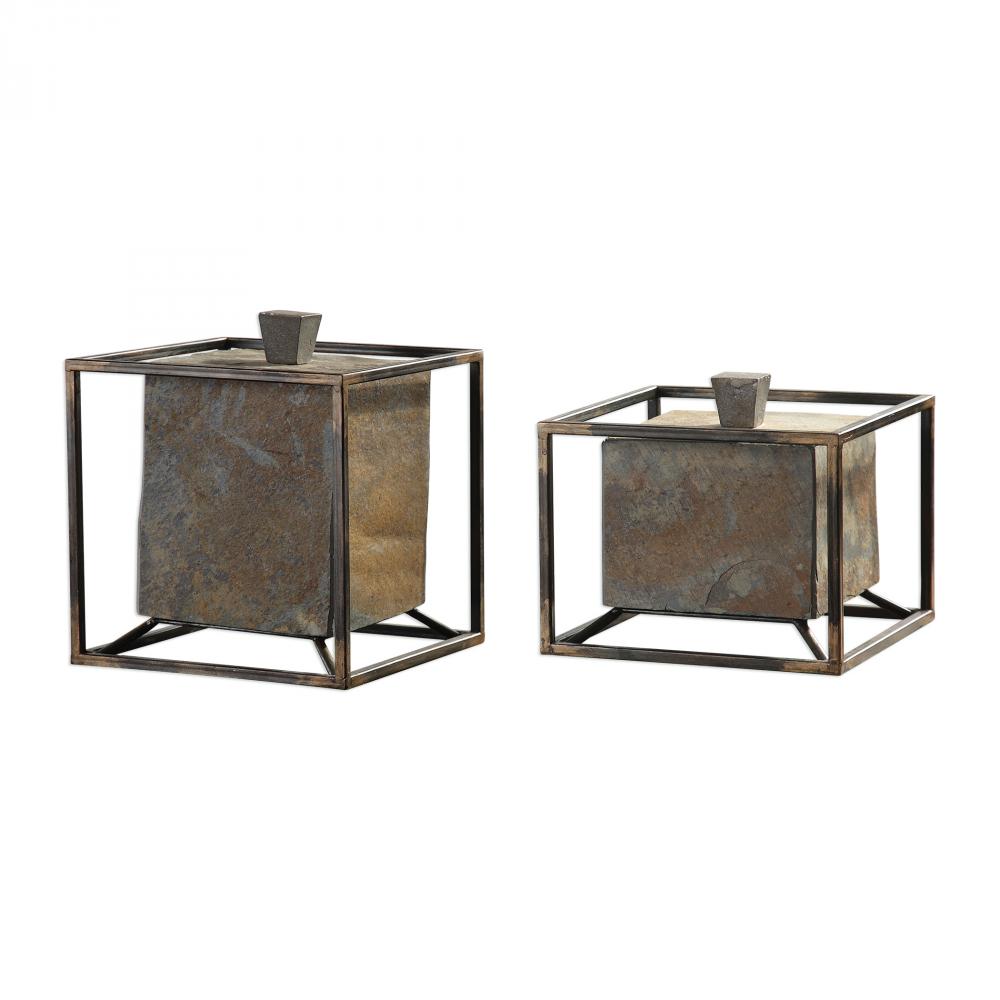 Uttermost Slate Cube Boxes S/2