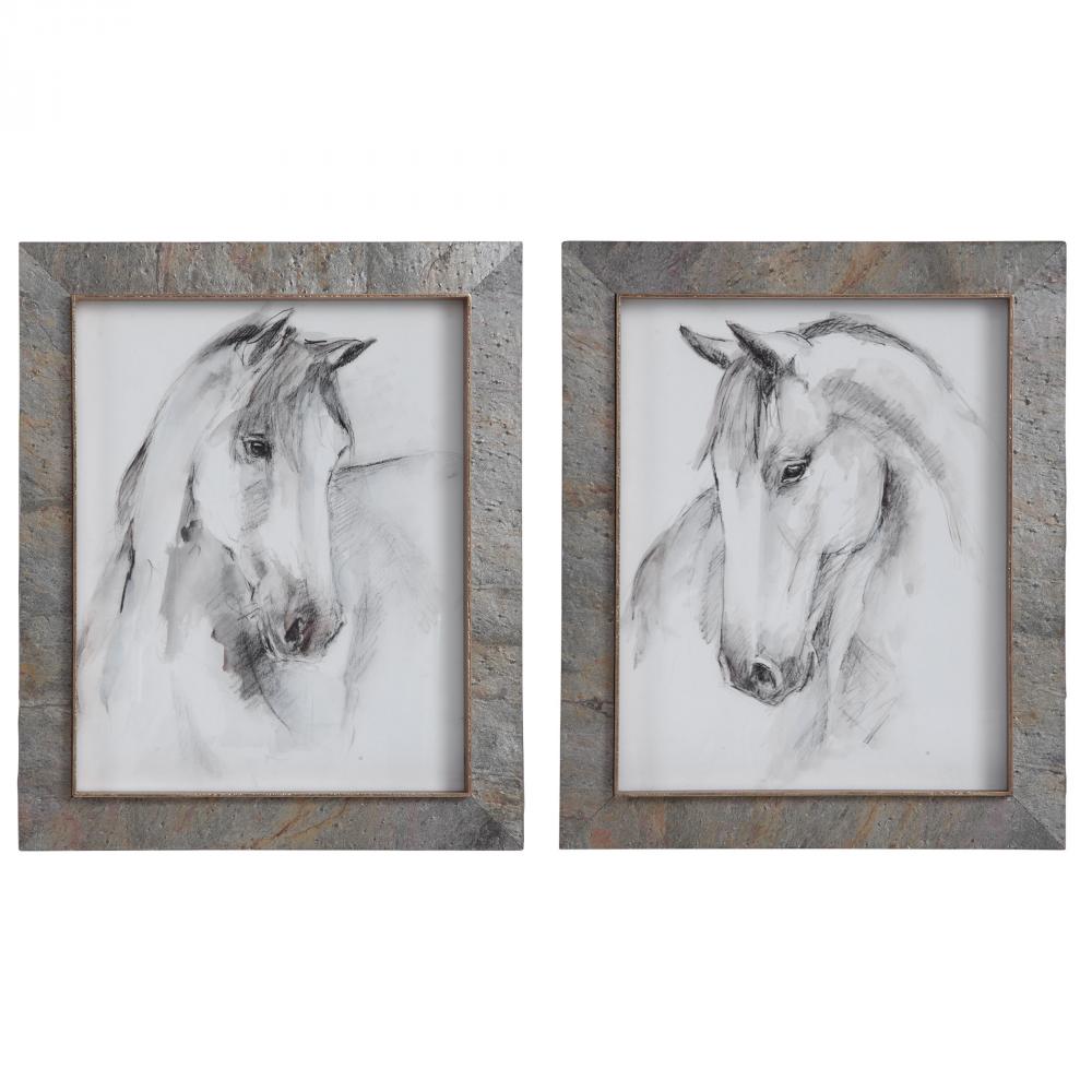 Uttermost Equestrian Watercolor Framed Prints, S/2