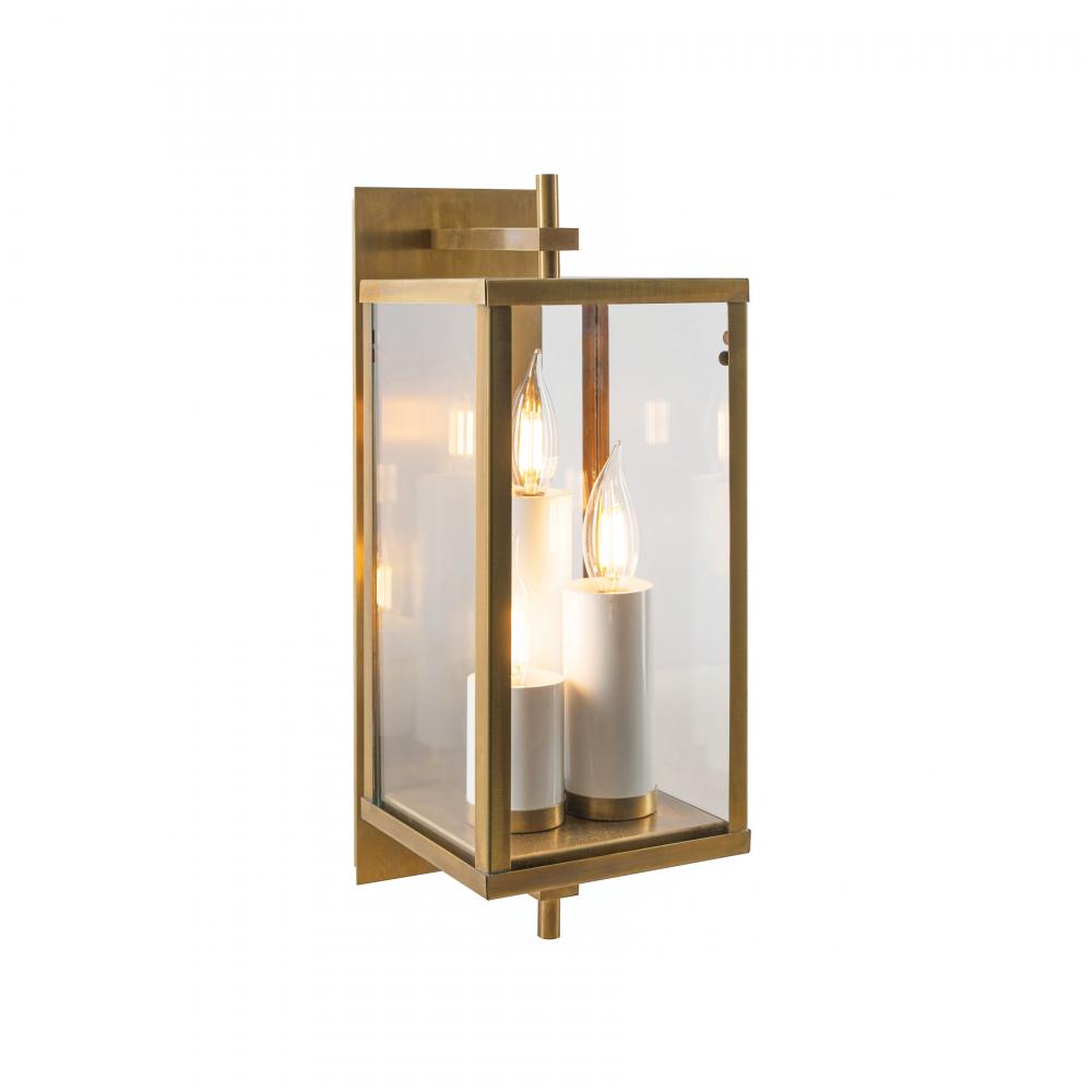 Back Bay 16.75&#39;&#39; High 3-Light Outdoor Sconce - Aged Brass