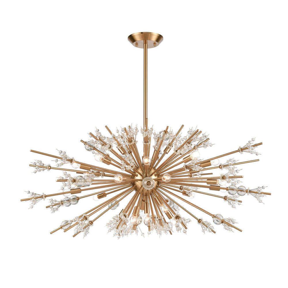 Starburst 48&#39;&#39; Wide 29-Light Chandelier - Satin Brass