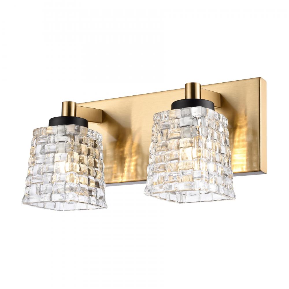 Candace 12&#39;&#39; Wide 2-Light Vanity Light - Satin Brass with Matte Black