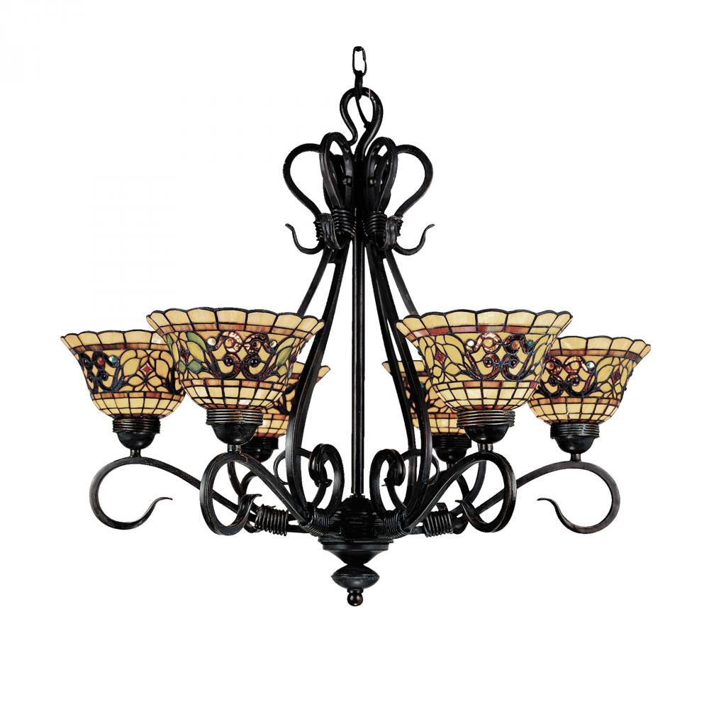 Tiffany Buckingham 6-Light Chandelier in Vintage Antique