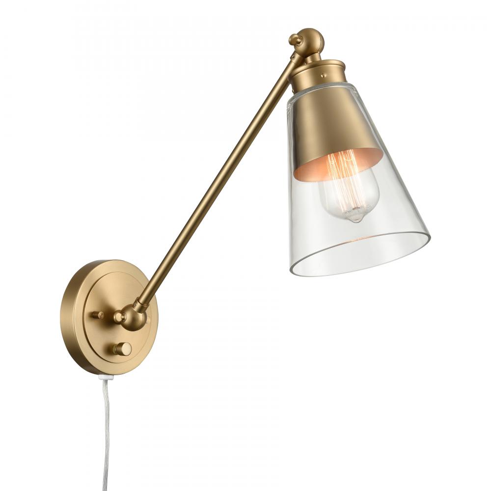 Albany 9.25&#39;&#39; High 1-Light Swingarm Sconce - Brushed Gold