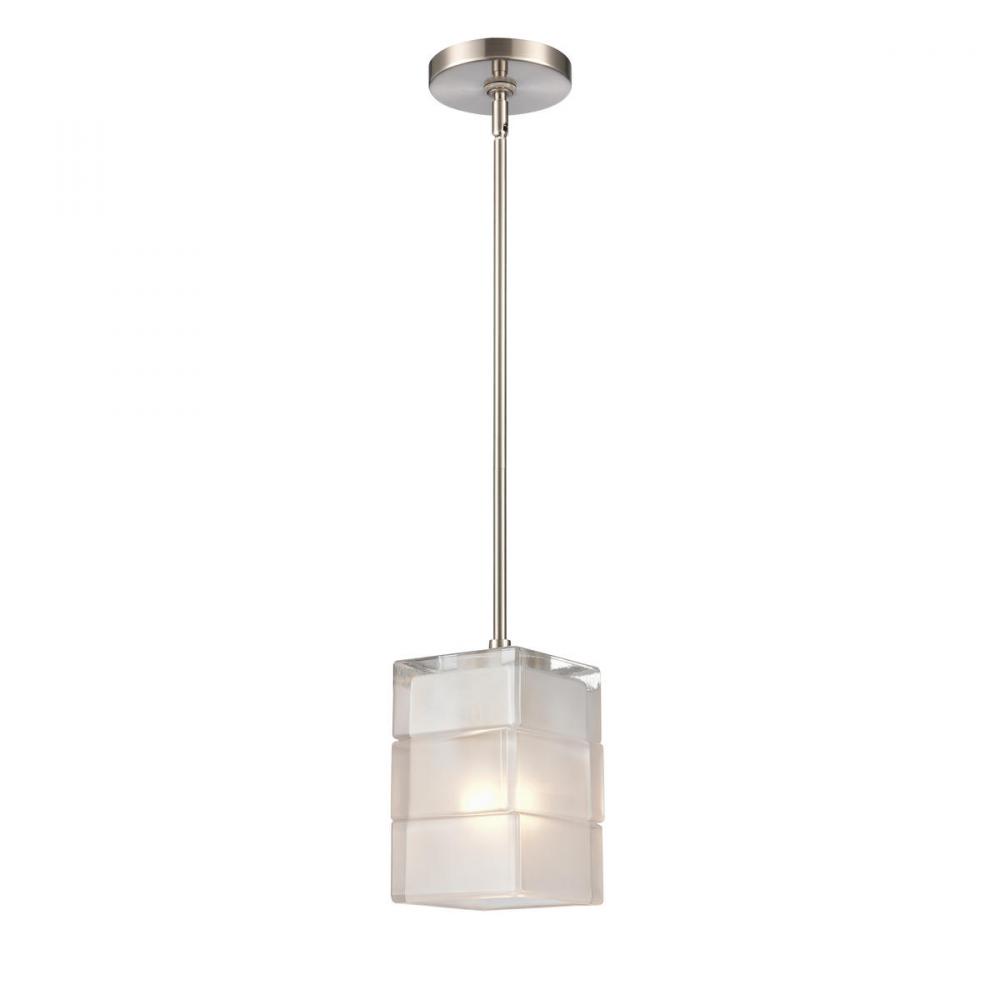 Ice Blocks 6&#39;&#39; Wide 1-Light Mini Pendant - Satin Nickel