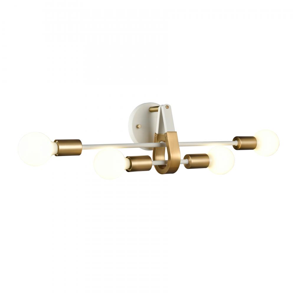 Sabine 24&#39;&#39; Wide 4-Light Vanity Light - Textured White with Brushed Gold