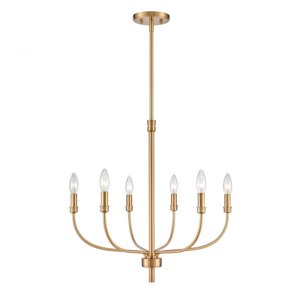 Newland 21&#39;&#39; Wide 6-Light Chandelier - Satin Brass