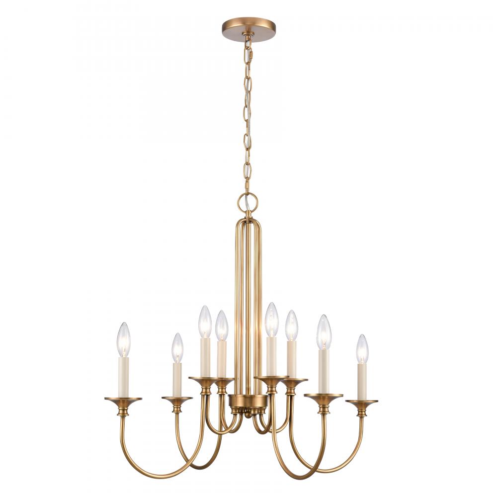 Cecil 28&#39;&#39; Wide 8-Light Chandelier - Natural Brass