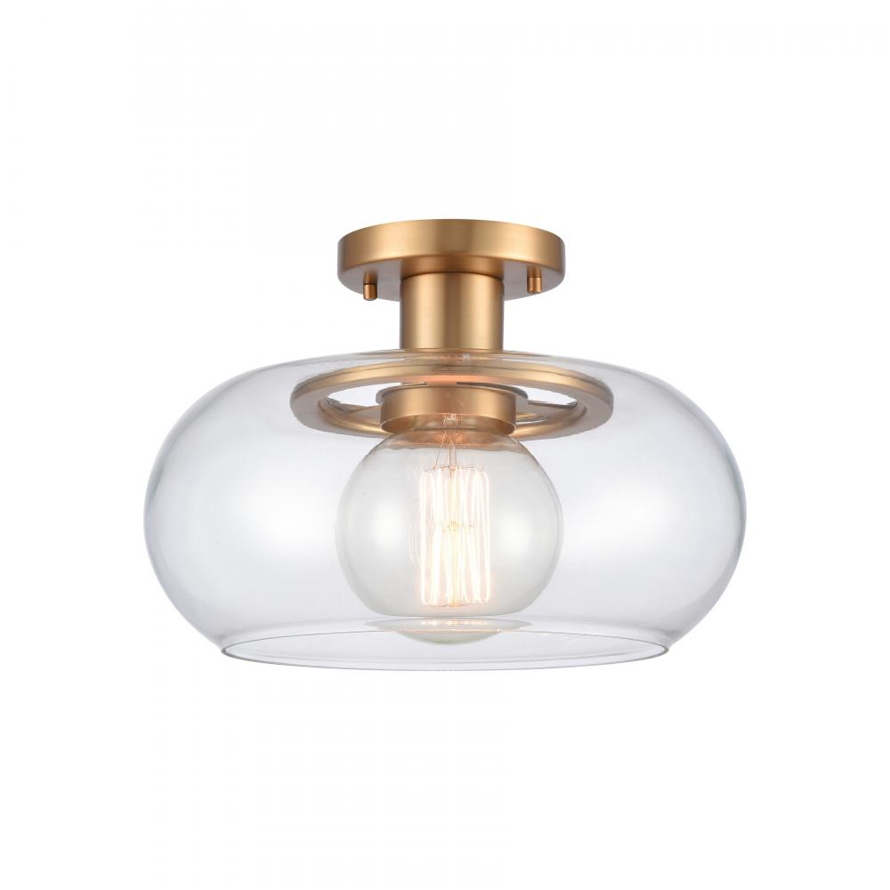 Clement 13&#39;&#39; Wide 1-Light Semi Flush Mount - Brushed Gold