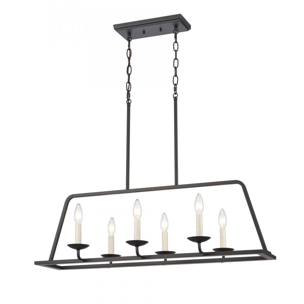 Ellisville 34&#39;&#39; Wide 6-Light Chandelier - Matte Black