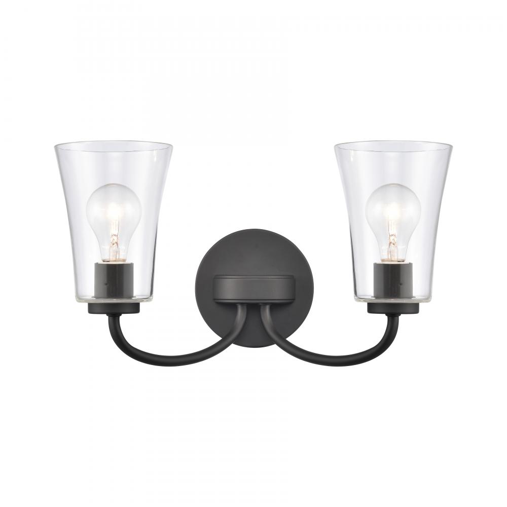 Emily 17&#39;&#39; Wide 2-Light Vanity Light - Matte Black