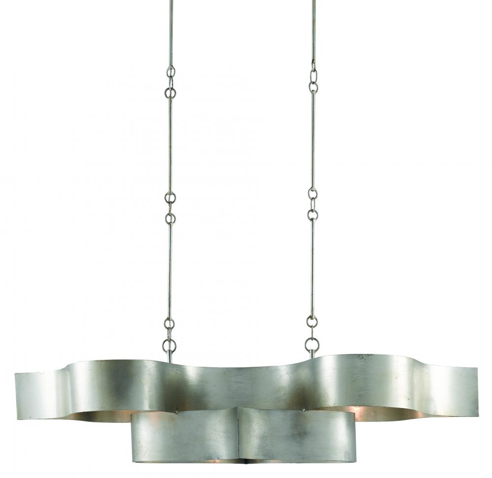 Grand Lotus Silver Oval Chandelier