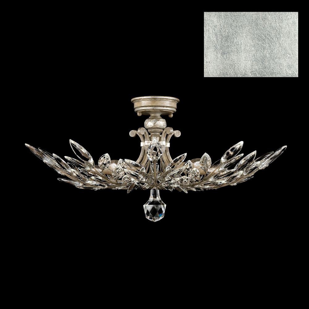 Crystal Laurel 28&#34;W Round Semi-Flush Mount